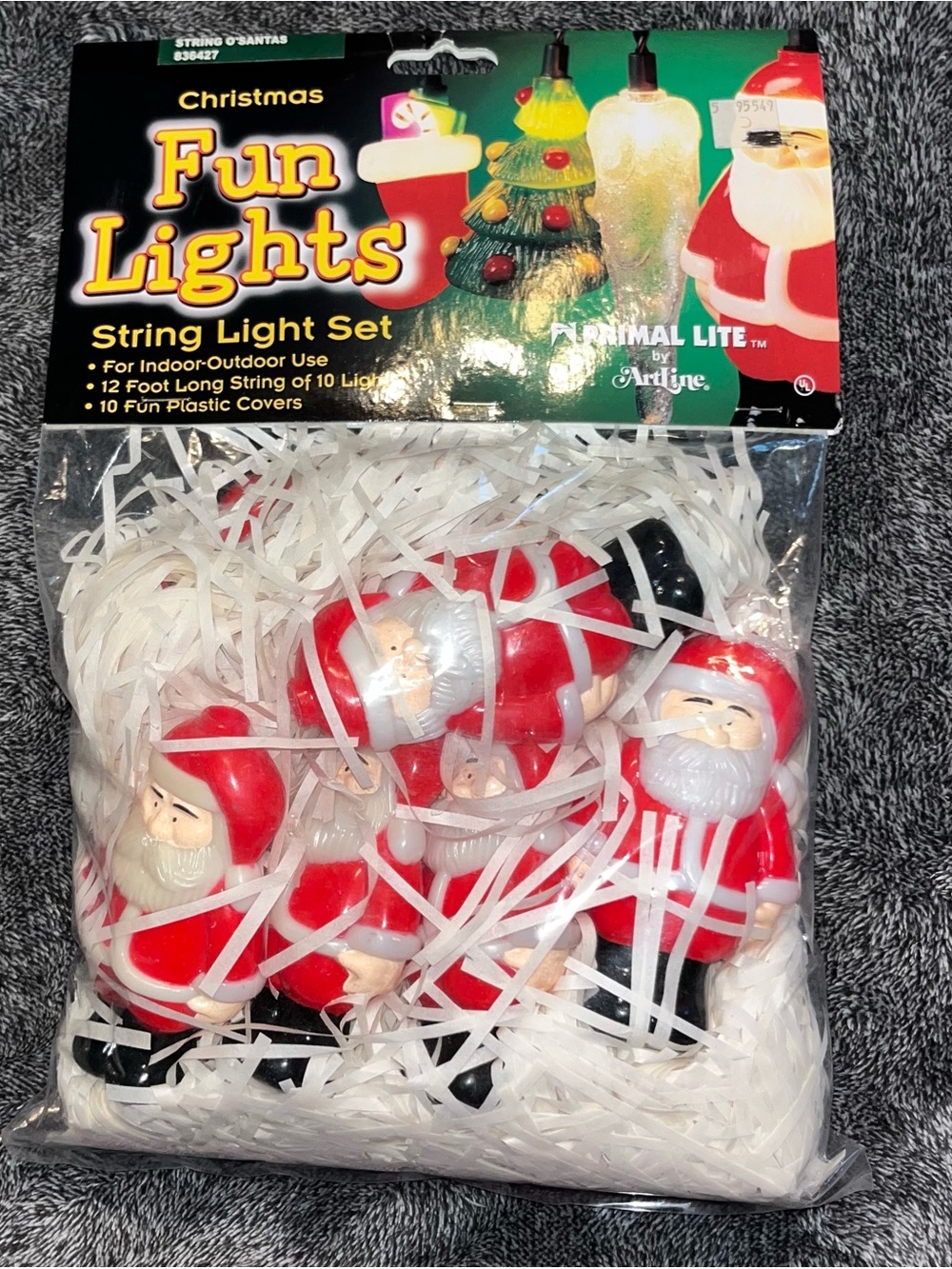 Vintage Santa String Light Set Y2K Blow Mold Christmas Primal Lite by Artline